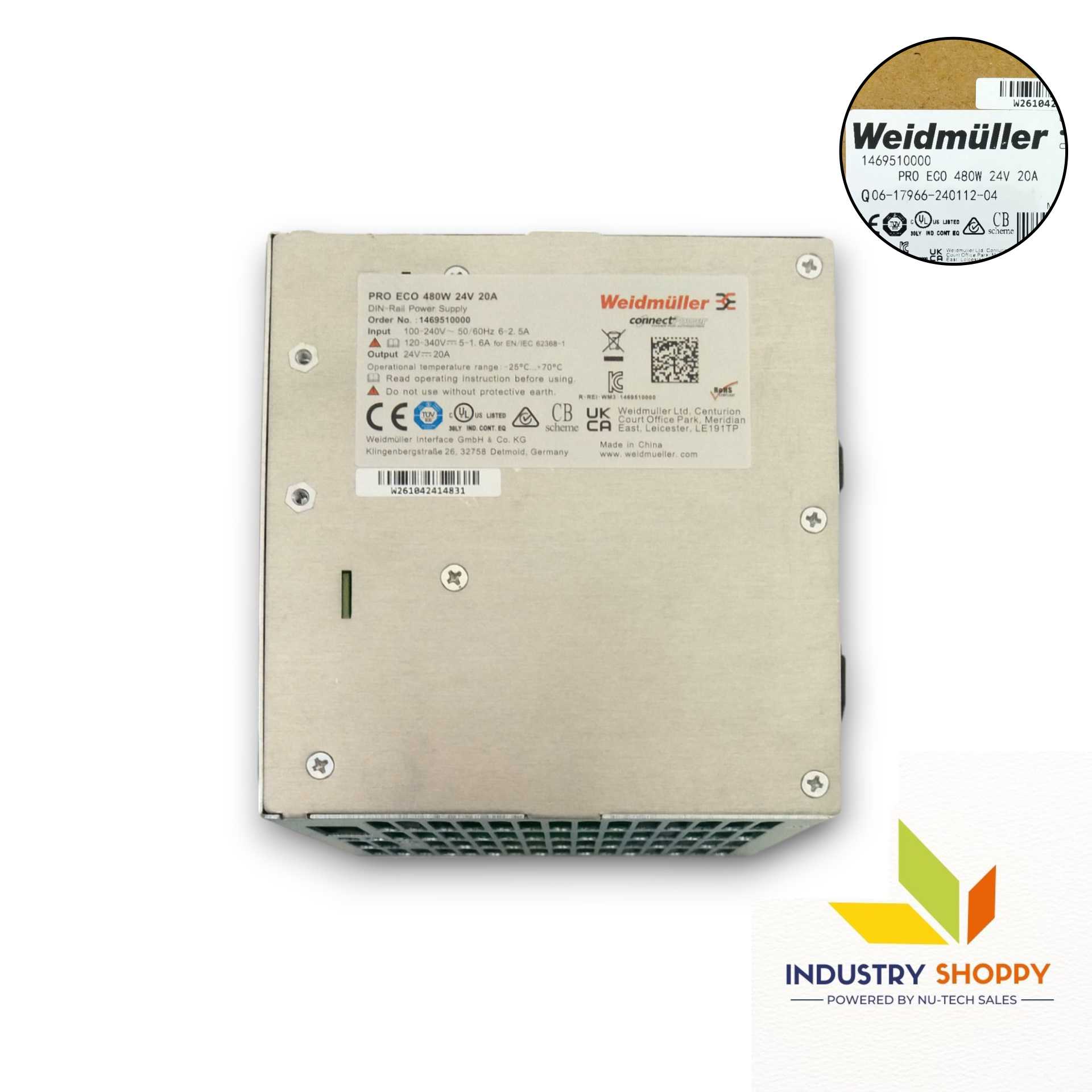 Weidmuller PRO ECO 480W 24V 20A Power Supply Weidmuller PRO ECO 480W 24V 20A Power Supply